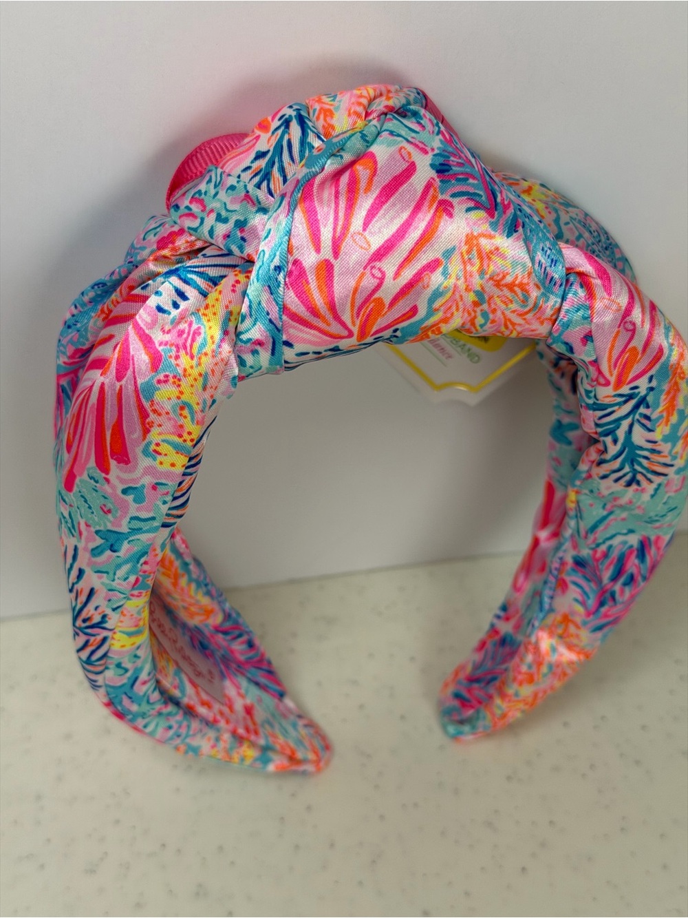 Lilly Pulitzer Wide Knot Headband Satin Floral Print NWT